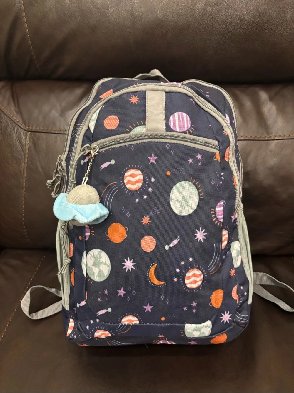 New without tags Cat & Jack Navy Space-Print Kids Backpack with Planet Charm